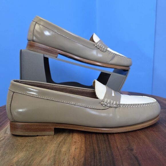 GH Bass Weejuns Colorblock Penny Loafer Women’s 7.5/8M Taupe/Off White 3998 268 - Picture 3 of 12